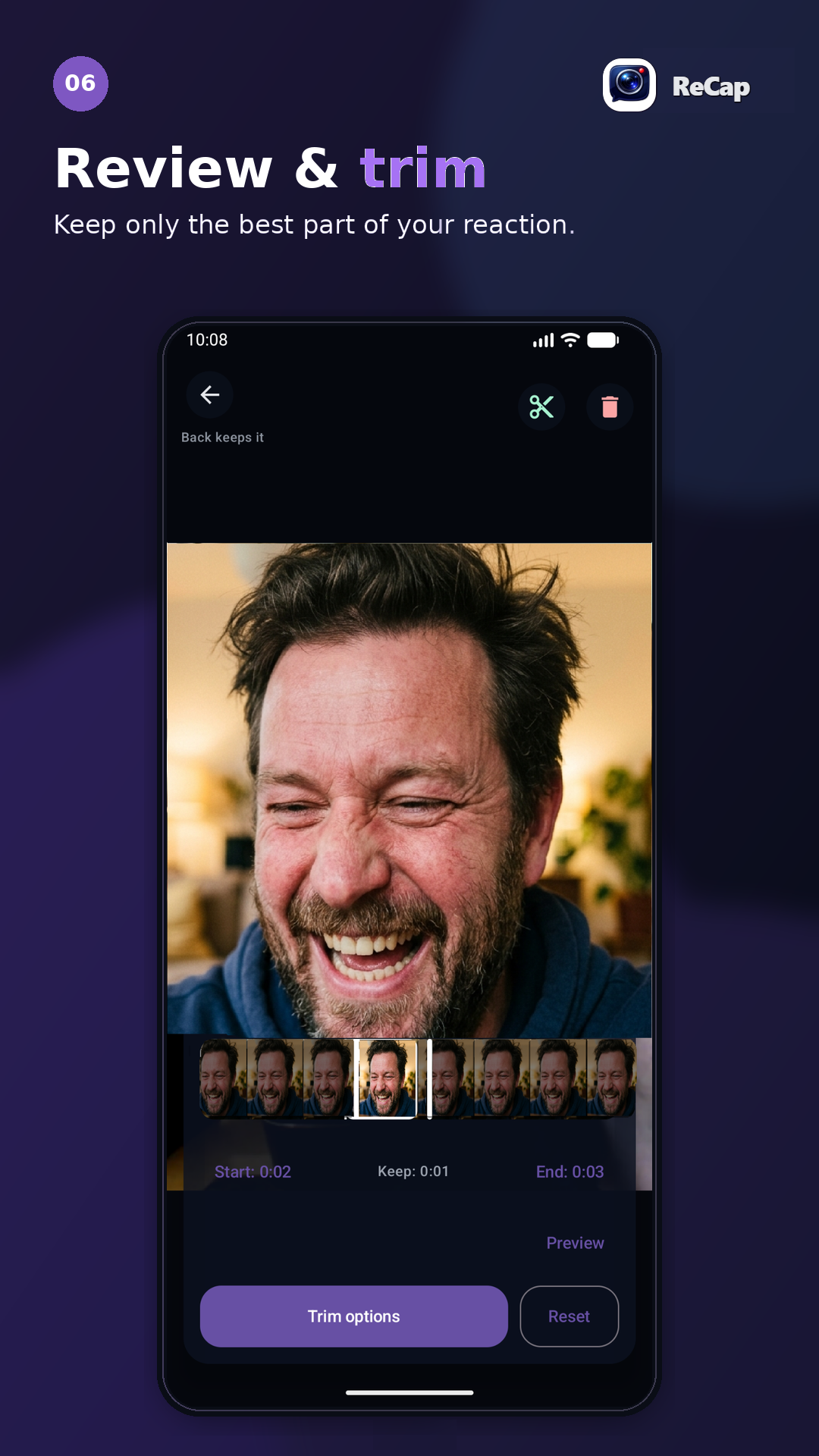 ReCap review and trim screen